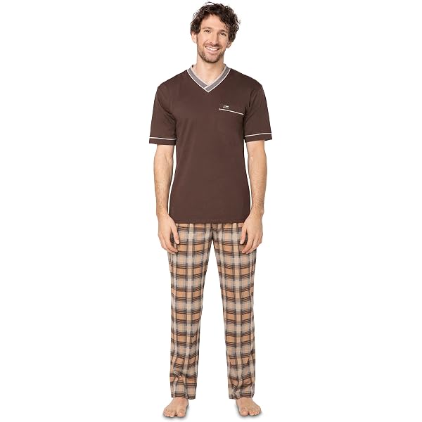Casey Kevin Herren Pyjama Set – Kurzarm-Shirt & Lange Hose Aus Modal, Bequem Für Zu Hause & Reisen