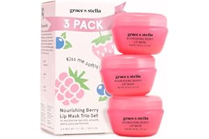 Grace & Stella Kiss Me Softly Nourishing Berry Lip Mask - Lip Balm For Very Dry Lips - Overnight Lip Moisturizer, Lip Treatment & Lip Sleeping Mask - Vegan (20ml, 3-Pack)