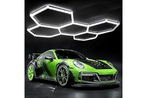 LED Hexagon Belysning - 24pcs Rörlampor, 192W 6500K Superljusa Kopplbara LED Taklampor för Garage, Verkstad, Gym, Källare, Bilvårdssalong, Bilverkstad (5-Hex)