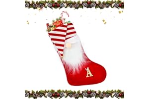 Alederways Christmas Stockings, 22" Red Hat Monogram Knitted Xmas Santa Beard Personalized Embroidered Stockings for Christmas Tree Decor Kids Adults Xmas Gift (Santa A)