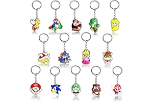 CLVSYH 14Pcs Ma-rio llavero de dibujos animados lindo para Regalo de Fiesta Cumpleaños para Niños (A)