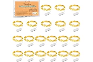 Vacoulery Cadena de Luces con Pilas 20 PCS, 1M 10 LEDs Luces de Cadena Micro, Alambre de Cobre Luces para Decoración Interior, Exterior, Boda, Fiesta de Navidad