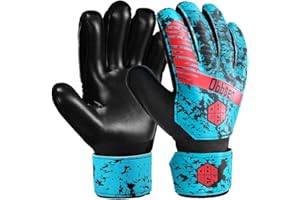 Obbsen Torwarthandschuhe mit Fingersave | Fußball Handschuhe Torwart mit Extra Starkem Grip | Größe 5-7 für Kinder Jugendliche, Größe 8-10 für Herren Damen