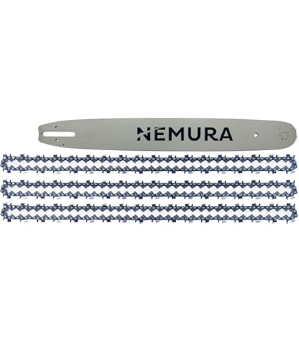 Nemura Guide Chaîne Tronçonneuse - Montage Chaîne 68 Maillons Entraîneurs - Avec Coupe 45 Cm - Pas De 325" - Jauge De 1,6 Mm - Pièces Détachées Outillage Jardin - Marque Française