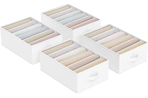 SONGMICS Set med 4 lådor, organisatörer, 6-fack garderobsorganisatörer, hopfällbara organisatörer för garderobskläder, 42 x 3