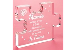 Funnli Cadeau Fete des Grand Mere, 3,35 x 2,76 Pouces Bloc Acrylique Gravé Cadeau Mamie, Fete des Grands Meres pour Mamie, Idee Cadeau Anniversaire Noël pour Mamie