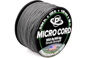 Paracord Planet Micro Paracord – Thin Braided Cord for Crafting, Fishing, and DIY Projects in 38m Spools – Charcoal Grey