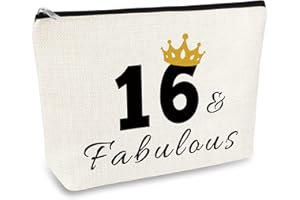 MIKELA Happy 16th Birthday Gifts Makeup Bag Sixteen Birthday Gifts for Girls Cosmetic Bag Pouch 16 Year Old Gifts for Daughter Best Friend Sister Niece Granddaughter Bestie BFF 2005 Birthday Gifts