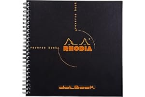 RHODIA 193639C - Notatnik na podwójnej spirali Reverse Book Czarny - 21x21 cm - w kropki - 160 odrywanych stron - Papier Clairefontaine 80 g/m² - Elastyczna i Wytrzymała Okładka