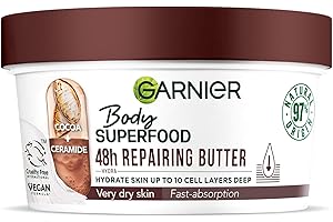 Garnier Body Superfood, Repairing Body Butter, With Cocoa & Ceramide, Body Butter for Very Dry Skin, Vegan Formula, Approved by Cruelty Free International, 300ml
