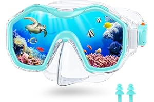 ‎JEMULICE JEMULICE Taucherbrille Kinder, Schwimmbrille Kinder Schnorchelmaske für Jungen Mädchen, Tauchmaske mit Nasenabdeckung 180°Panorama HD Anti Nebel Anti-Leck Schwimmmaske für Kinder 4-16 Jahre