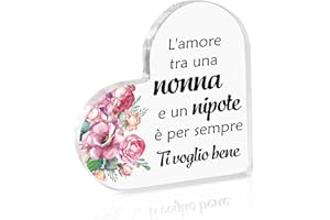 HISXIERNG Regalo Nonna Compleanno Festa Dei Nonni Idee Regalo per Nonna Cuore in Acrilico Regalo Festa Dei Nonni Regali Nonna Idee Regalo Nonna Compleanno Da Nipoti Idee Regalo Nonni Festa Regalo Natale