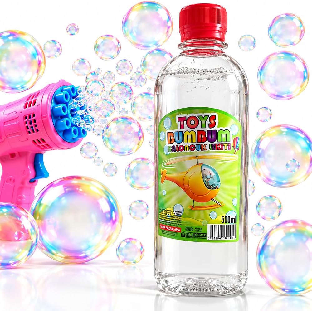 Talky Baloncuk Sıvısı 500 ml – Baloncuk Tabancası ve Baloncuk Makinesi için Likit, Köpük Balon Solüsyonu, Baloncuk Oyuncakları için Yedek Dolum Sıvısı