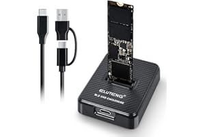 ELUTENG Station d' Accueil M.2 NVME 10Gbps Boîtier Externe SSD NVMe vers USB pour Clé M-Key B+M Key, USB 3.2 Gen 2 Adaptateur pour SSD 2230, 2242, 2260 et 2280 avec Câble USB C vers C/A