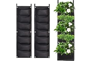 WAIZHIUA 2 Pack Wall Planting Bags 7 Pocket Wall Hanging Planter Planting Grow Bags Vertical Hanging Plant Bags Garden Wall Planter for Yard Garden Home Decoration