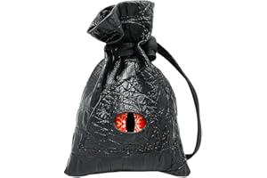Haxtec D893867 Sac à dés en cuir PU avec cordon de serrage pour Donjons et Dragons D&D Cadeau et accessoires (œil de sang de venge), brevet n° D893867