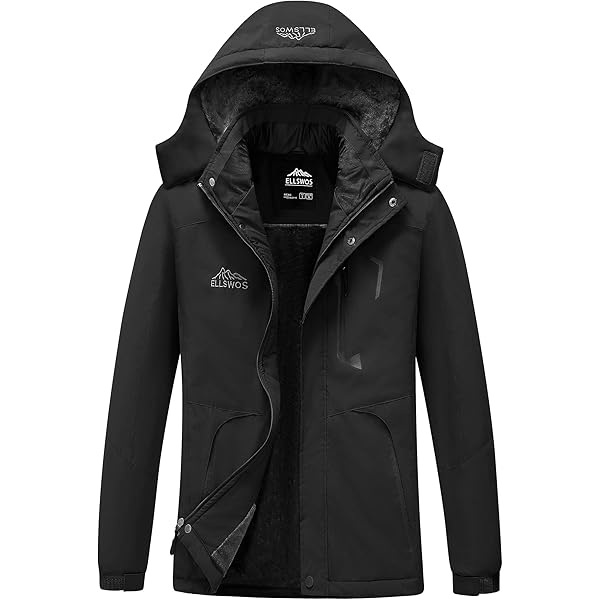 QMP Men's Winter Jacket With Hood – Waterproof Ski Snowboard Coat, Windproof Fleece Liner, 6 Pockets | Snow & Rain Protection