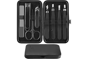 KEIBY CITOM Tweezers Set and Nail Clippers 8Pcs Precision No Gaps Eyebrow Tweezer Kit for Facial Hair Men & Women Travel Tweezers with Leather Case