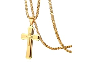 Cupimatch Hip Hop Uomo Collana Catena Acciaio Inossidabile Donna Pendente Ciondolo Croce Pasqua Liscio Nero Argento Oro Regalo di Halloween