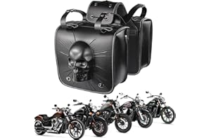 YHTIMIOX Motorcycle 3D Skull Saddlebags 1pair Throw Over Side Saddle Bags with 4 pcs Straps Compatible with Harley Dyna Scooter Softail Sportster Road King