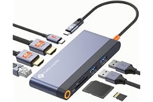 NOVOO Docking Station USB C Hub Dual HDMI 8-in-1 Adapter mit, 2*HDMI, Gigabit Ethernet, PD 100W,2 USB-A Datenübertragungen, SD&TF Kartenleser für MacBook Air/Pro M2, Dell, XPS 15,HP, Lenovo und mehr