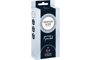 MISTER SIZE Extra Tunna Kondomer Naturlig Gummilatex 64 mm 2XL 10-pack | Extra glid, naturlig känsla, individuell passform, dermatologiskt testad, vegansk, CE-märkt medicinteknisk produkt