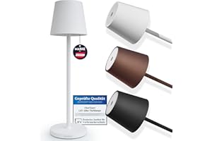‎CHARLIQUE charlique® LED Tischlampe kabellos (weiß) - Dinner Light 38 cm - Akku Tischleuchte mit USB, für innen und außen, warmes Licht - wetterfest für Balkon, Terrasse & Garten