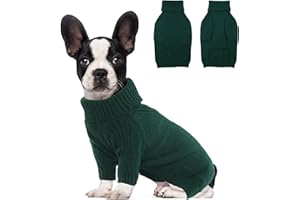 KATZINST Hundepullover Kleine Hunde, Hundepullover Dackel Weihnachten Hundepulli, Warm Rollkragen Strick Pullover für Hunde, Welpenpullover Hundepulli für Kleine Hunde Chihuahua, Grün S