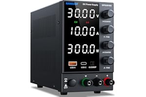 NANKADF Labornetzteil 30 V 10 A, Variables DC-Netzteil mit USB-A/Typ-c-Schnellladeanschluss, Labornetzgerät mit hochpräzisem 4-Stellige LED-Anzeige Gebereinstellknopf