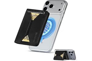 DODENSHA Magsafe Portemonnaie für Handy I Apple Wallet für 5+ Karten 8 Bargeld I Magsafe Kartenhalter mit RFID Schutz I Portmonee für iPhone 16/15/14/13/12 Serie, Nicht für 13/12 mini (Schwarz)