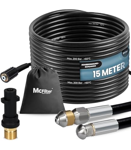 M&M Smartek Rohrreinigungsschlauch 10m 5-teilig - Kompatibel Mit Kärcher & Kränzle