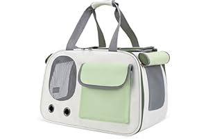 ALLSOPETS Transportín Perro Gato, Bolsa Transporte Portátil Plegable para Mascotas, Transportador Gatos Lados Suaves, con Correa para Hombro y Alfombrilla Extraíble Verde