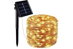 mafiti LED solar koppartråd ljuskedja solljuskedja, 12 m 120 LED koppartrådlampa string, vattentät sol utomhus stjärnor ljusk