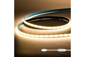 GINGSOW Taśma LED USB COB 5 V ciepła biel 3000 K 1 m, 320 diod LED ściemniana COB LED Strip Lights CRI80+ podświetlenie TV, elastyczna taśma LED, lampa podłogowa do kuchni, domu, oświetlenie DIY