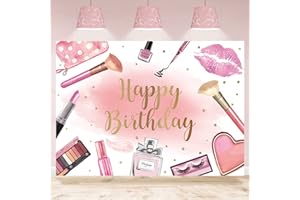 TENCOW Spa-Party-Hintergrund, rosa Spa-Tag, Make-up, Salon-Thema, Happy Birthday, Fotografie, Hintergrund, süße Prinzessin, Mädchen, Frauen, Kosmetik, Themenparty-Dekorationen (152,4 x 91,4 cm))