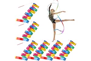 ISSIMOBER 6 Pièces Ruban Gymnastique Enfant, 2m Ruban Danse, pour Enfants Filles Danse Artistique, Entraînement, Gymnastique, Studio Cadeaux