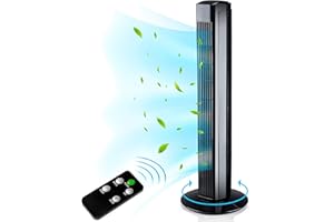 AERSON Ventilatore a Torre Digitale Oscillante e Silenzioso, con Telecomando, Altezza 80 cm, 3 Velocità 3 Modi Timer Temperatura Ambiente Potente (Nero)