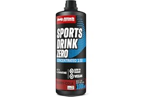 BODY ATTACK SPORTS NUTRITION BODY ATTACK ZERO SPORTS DRINK - Coke Cherry- 1000 ml / 200 Portionen - Made in Germany - Energy Drink Konzentrat - Veganer Sirup zuckerarm, fettarm - Für Softdrinks mit Vitaminen & Mineralstoffen