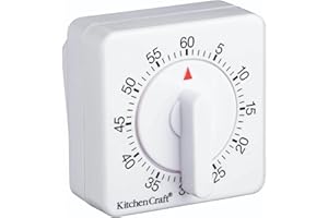 KC BLUE Kitchencraft Minuteur Mécanique à Remontoir d'une Heure pour la Cuisine