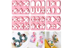 MYHIJU 6 Stück Polymer Clay Cutters,Vintage Muster Polymer Clay Formen Blume Herz Geometrie Polymer Clay Ohrringe Ausstecher Unregelmäßig Formen Lehm Ohrring Herstellung Bausatz für Polymer Clay Zubehör