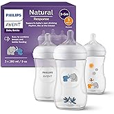 Philips Avent Natural Response Baby Gift Set, 3 x Natural Response 260 ml Bottles with T3 Teats (1 Month and Older), Model SC