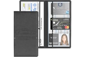 JNNJ Funda protectora para guantera y soporte de documentos, autorización de coche, piel sintética, organizador para documentos importantes (negro)