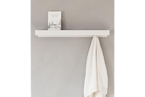 Kazai.® Appendiabiti da Parete 'Kian' | Moderno con Ganci Appendiabiti Nascosti e Mensola | Attaccapanni Design in Metallo | Appendi Abiti da Porta e Montaggio a Muro | Bianco