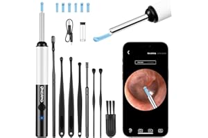 OneAmg Ear Wax Removal Kit 1920P HD Otoscope with Ear Endoscope Camera, WiFi Wireless with App Control, 6 LED Lights, IP67 Waterproof, Ear Cleaner Ear Wax Remover for iPhone iPad Android