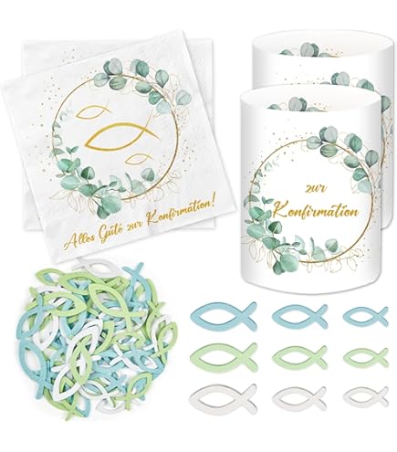 Serviettes Papier Communion Avec Poissons - Décoration Baptême Et