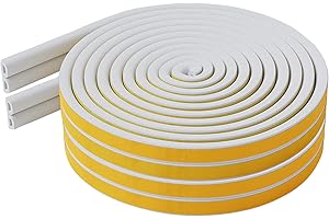 BYNSAER Taśma uszczelniająca do drzwi, okien, 20 m, samoprzylepna uszczelka okienna, ochrona przed kolizją, guma piankowa, taśma uszczelniająca, samoprzylepna, biała