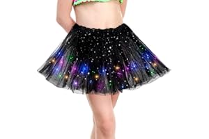 Kefiyis Tüllrock Kinder Tütü Tüllrock Mädchen mit LED Lichterkette Tutu für Ballett Karneval Festival Party