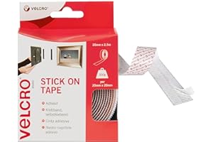 Velcro Marque, Ruban Adhésif Auto-Agrippant À Crochets Et Boucles, Qui Se Coupe À La Longueur Désirée & Parfait Pour La Décoration De Pièce, Maison, Bureau, Dans Le Garage, Blanc, 20 Mm X 2,5 M