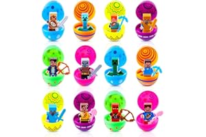 Sinaikepoo 12 Stück Mincreft Ostereier zum Befüllen mit Figuren, Befüllbare Ostereier mit Spielzeug, Plastik Ostereier Gefüllte Ostereier, Easter Eggs for Filling, Ostergeschenke Kinder