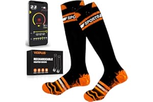 VICEPLUS Calze Riscaldate a Batteria 5000mAH Calzini Scaldapiedi Con controllo dell'app, USB Riscaldati Scaldapiedi Elettrico Calze al ginocchio Calze Termiche per Campeggio,Sci, Pattinaggio,Escursioni